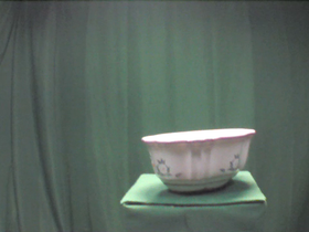 Empty Ridged Oval Ceramic Bowl